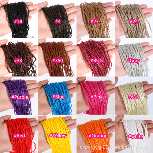 Wholesale Straight Zizi Box Crochet Hair Long And Thin Box Braiding Hair Solid Color Synthetic Fiber Black Gray Brown Purple